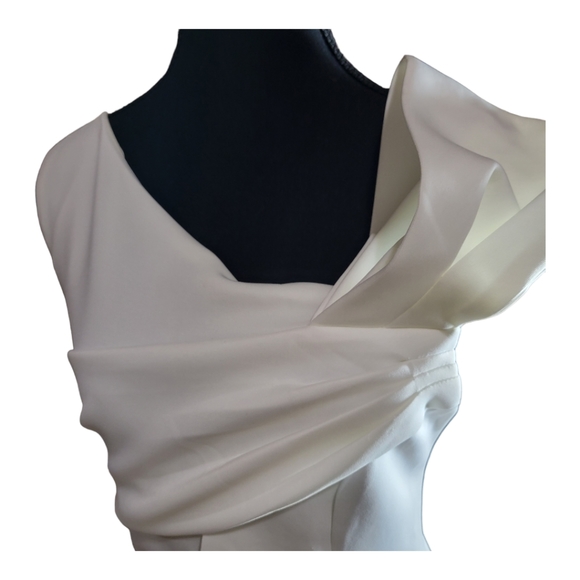 Ella Off white Sleeveless ruffle detail medium midi dress (NWT) - Picture 5 of 11